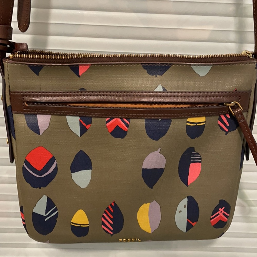 Fossil Crossbody Handbag purse green leaf - Picture 3 of 10